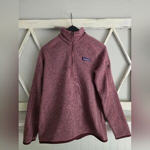 Patagonia Women's 1/4 Zip Pink Heather Grey Pullover. Size Medium